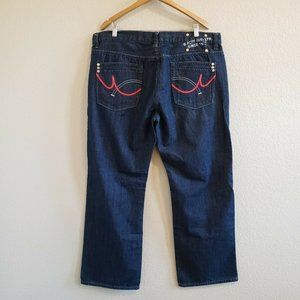 Pepe Jeans London Embroidered Pocket Dark Wash Baggy Retro Mens Jeans 42- EUC!